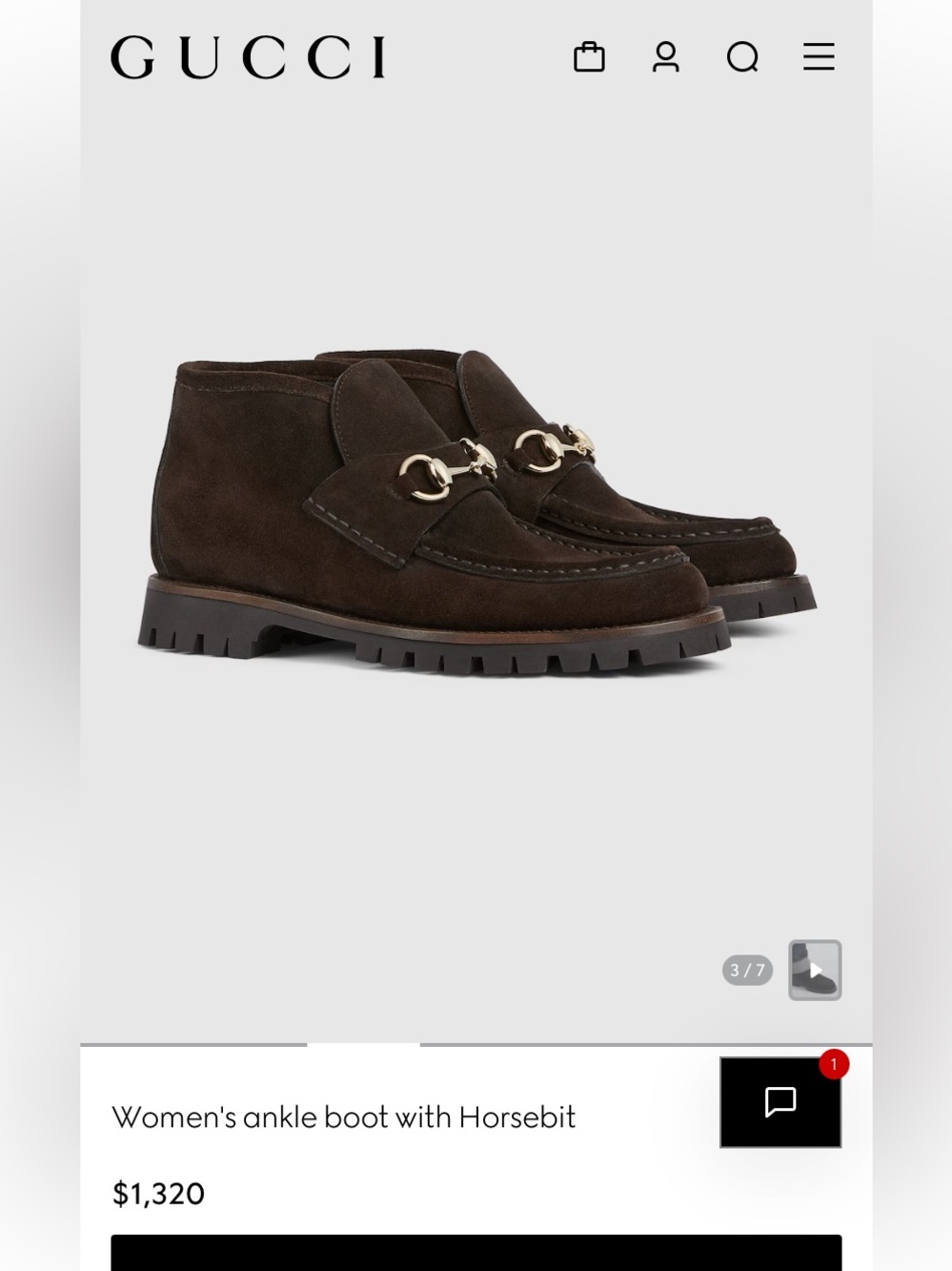 GUCCI $1320. Sylke horsebit-detailed suede ankle boots in Brown. Shoes. New